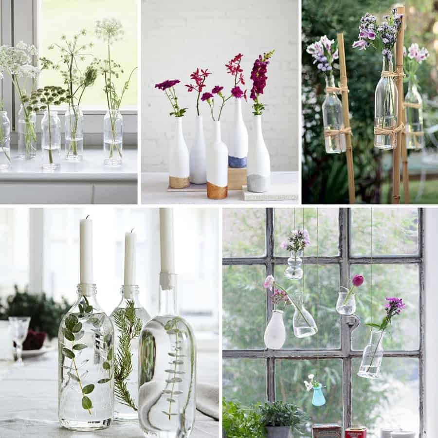 Bouteilles utilisées pour des vases