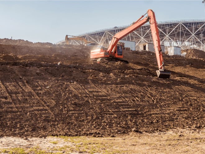 pelleteuse dans un chantier